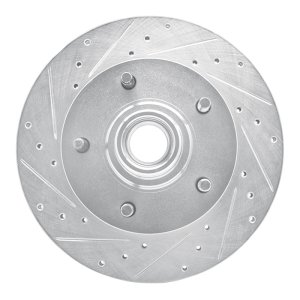 Ford E-150 Econoline Brake Rotor (1) - Front Left - R1 Concepts - Drilled & Slotted - Silver - `94-`03